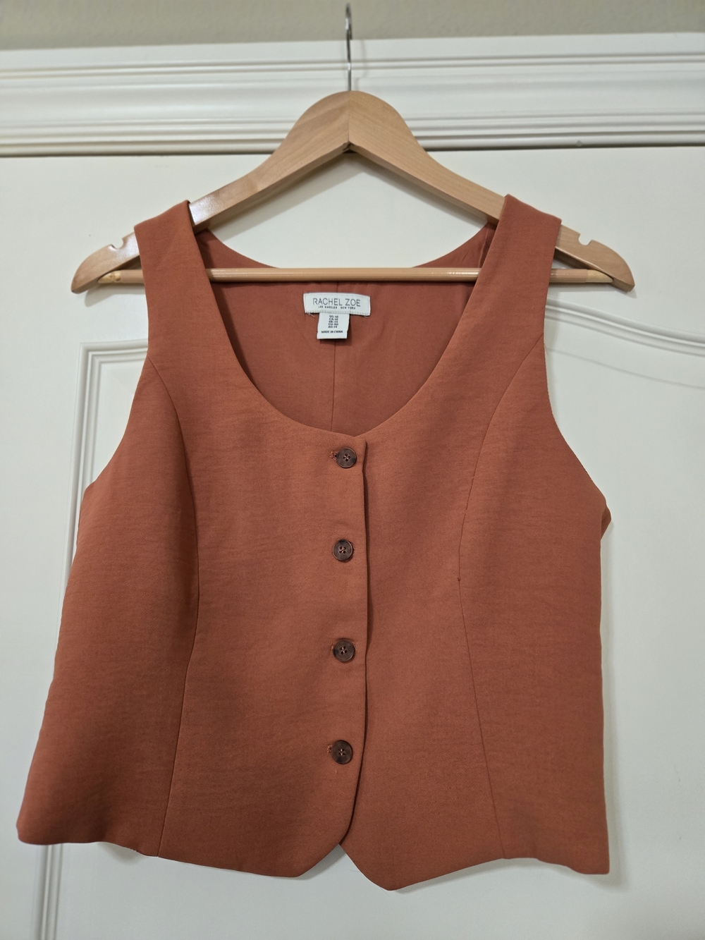 Rachel Zoe Burnt Orange Sleeveless Button-Front Top